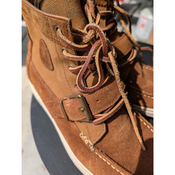 Polo Ralph Lauren Snkr Ranger Boots Suede Canvas Side Zip Buckle Men\'s Size 11